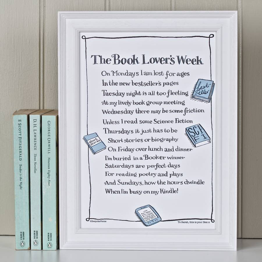 'The Book Lover's Week' Poem Print