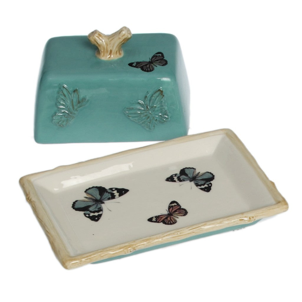 Botanical Butterfly Butter Dish