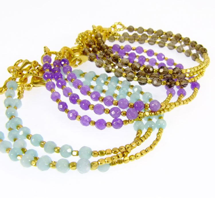 Fuchsia Jade Gold Plated Bracelet