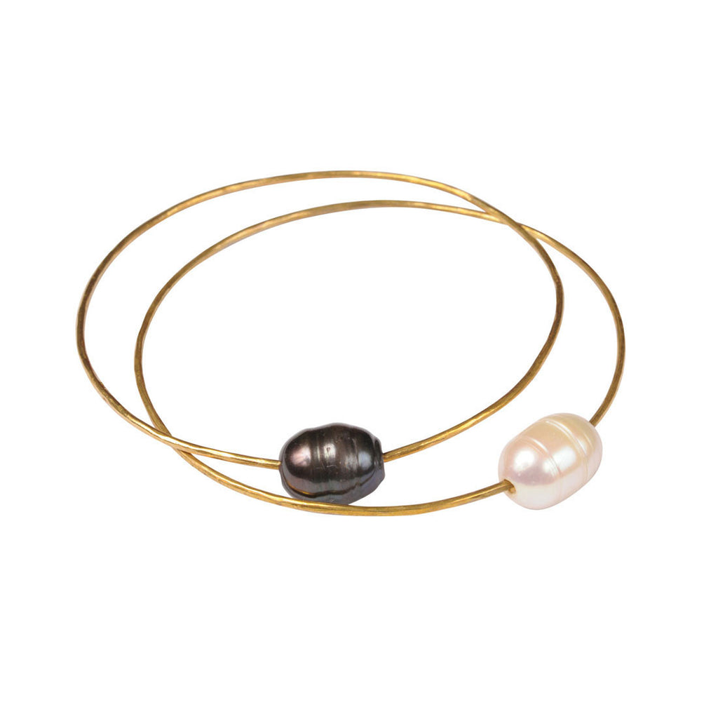 Brass Bangles with Freshwater Pearls