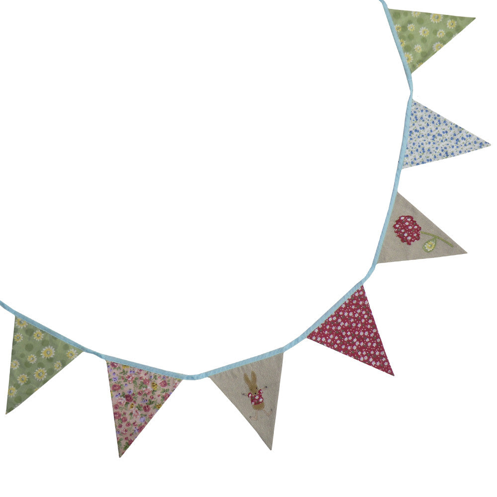 Patchwork and Embroidered Rabbit Bunting