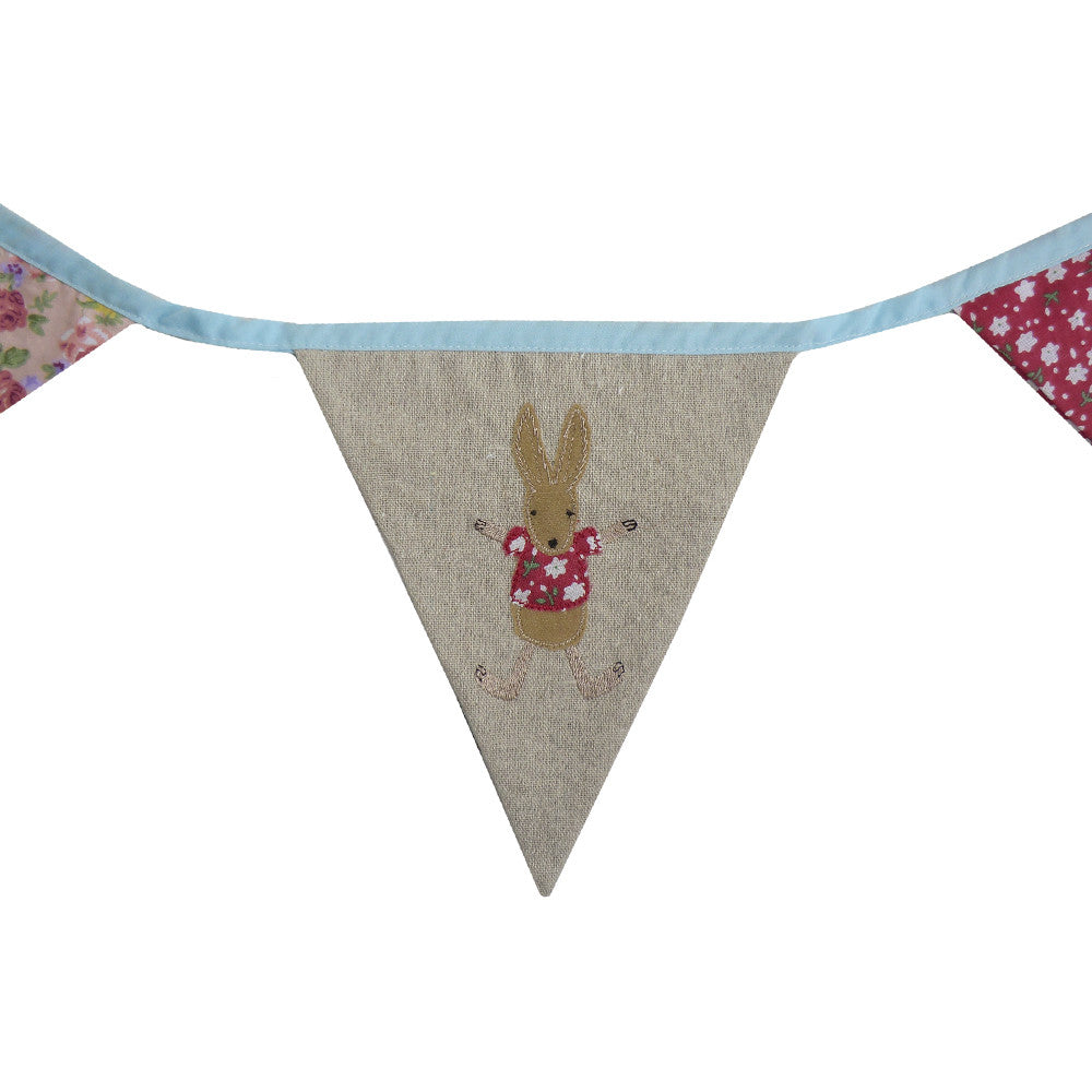 Patchwork and Embroidered Rabbit Bunting