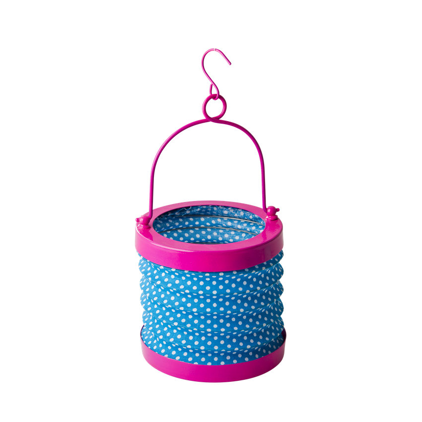 Blue Fabric Accordion Tea-Light Lantern