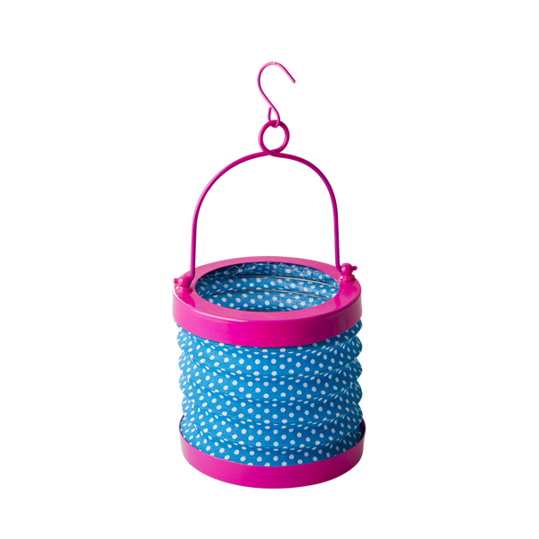 Blue Fabric Accordion Tea-Light Lantern