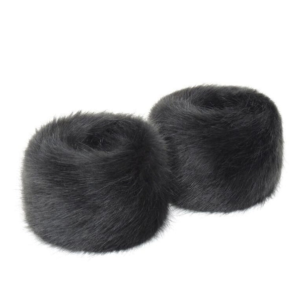 Charcoal Faux Fur Wrist Warmers