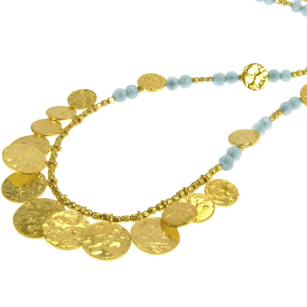 Amazonite Gold Plated Coin Necklace