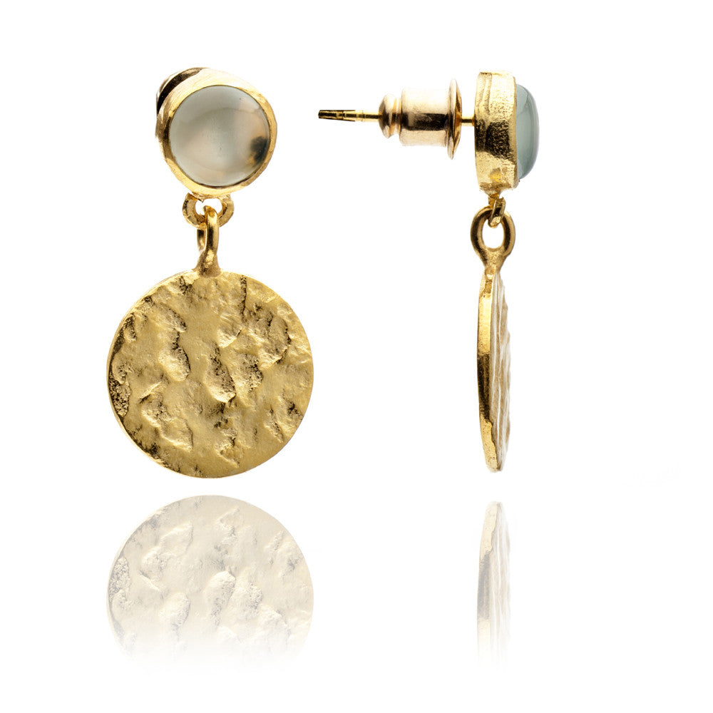 Aqua Disc Drop Earrings