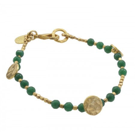 Green Quartz Gold Plated Sun Disc Bracelet