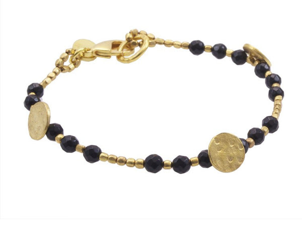 Onyx Gold Plated Sun Disc Bracelet