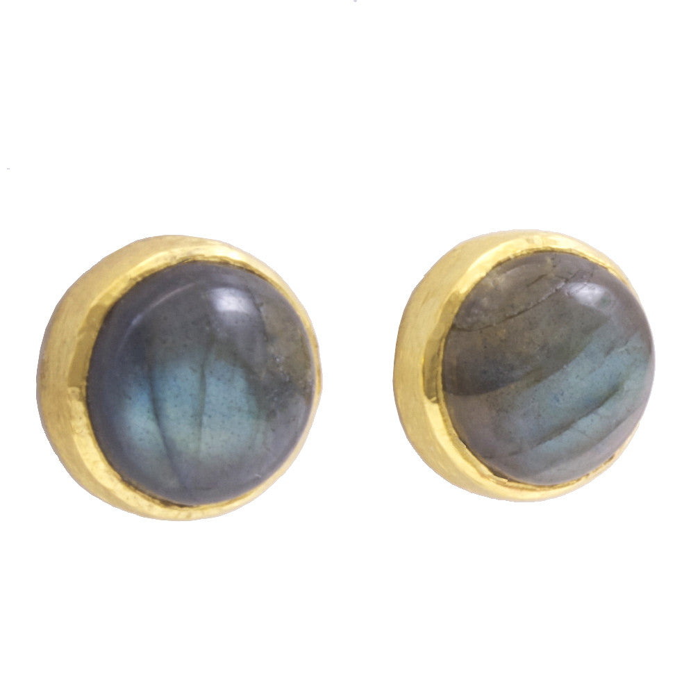 Labradorite Cabochon Stud Earrings