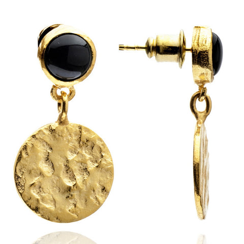 Onyx Disc Drop Earrings