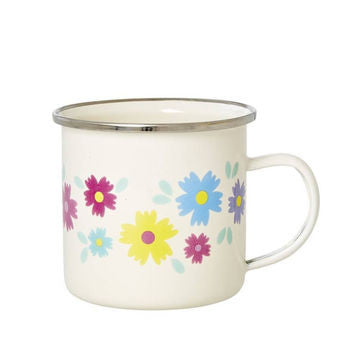 Enamel Mug with Flower Print