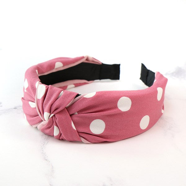 Pink & White Polka Dot Headband