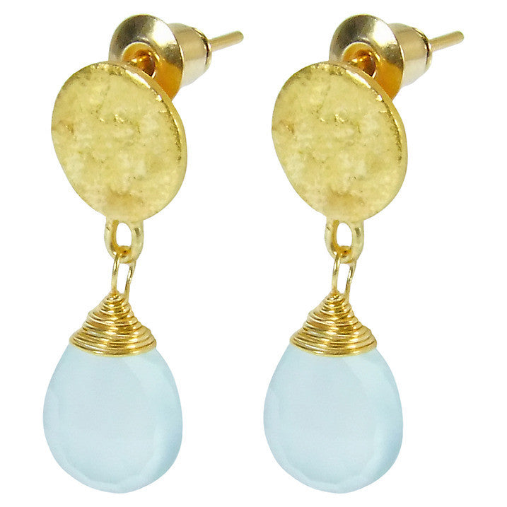 Aqua Chalcedony Drop Earrings