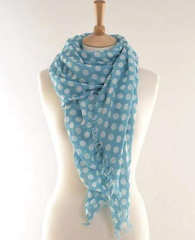 Blue Aqua Dots Print Scarf