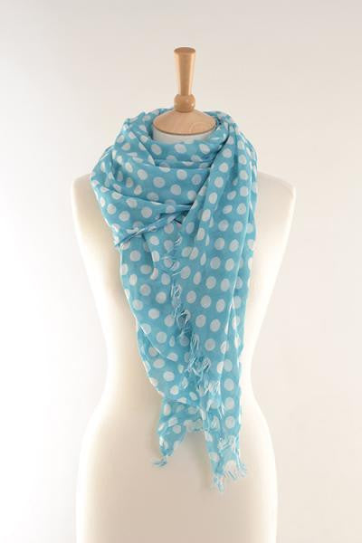 Blue Aqua Dots Print Scarf