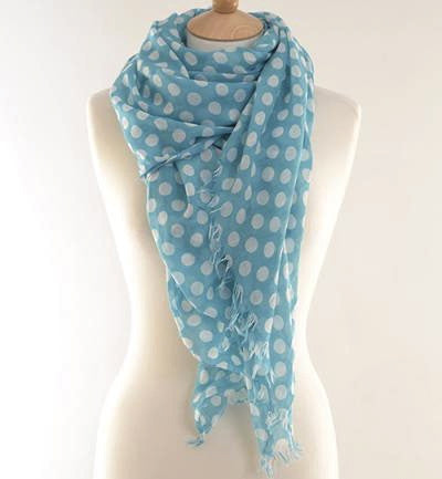 Blue Aqua Dots Print Scarf