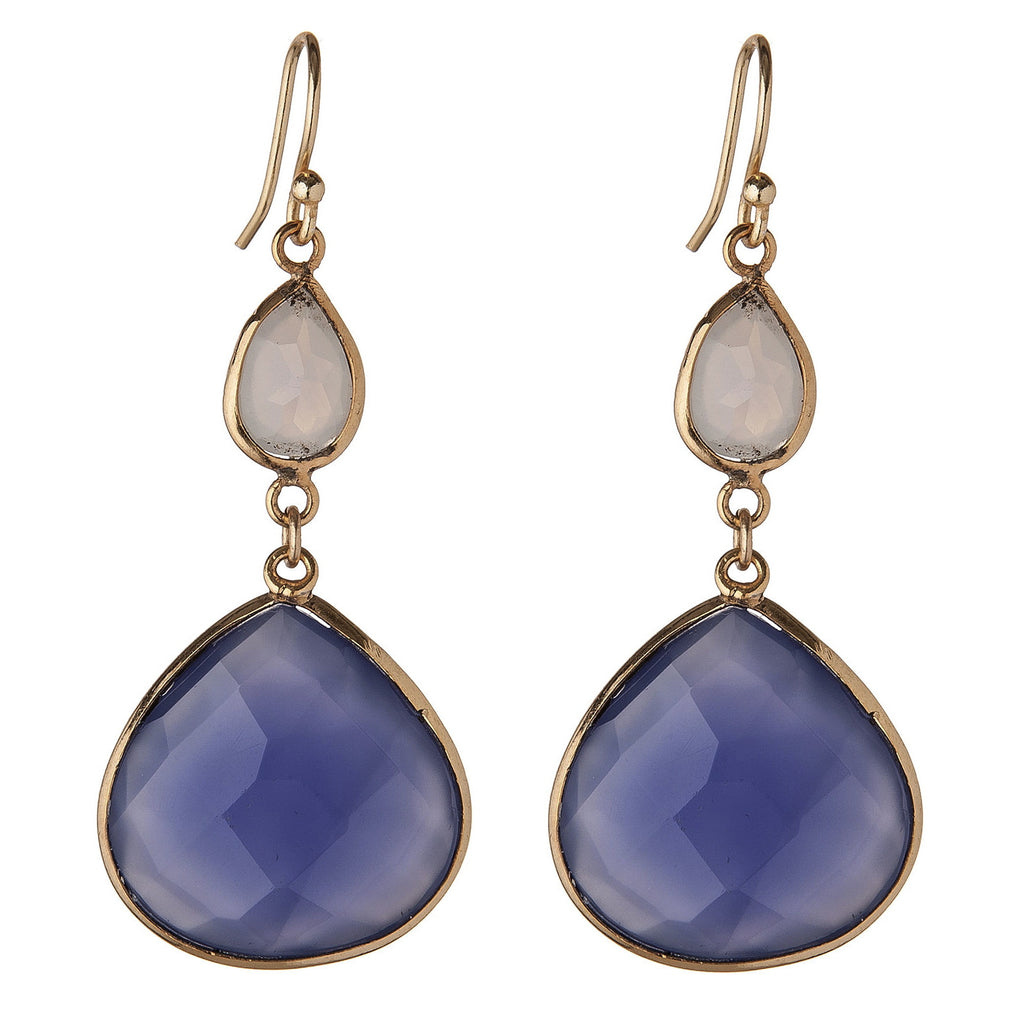 Blue Denim Chalcedony & Moonstone Earrings