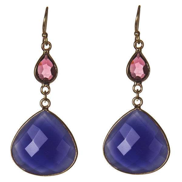 Blue Chalcedony & Tourmaline Earrings