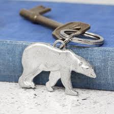 Polar Bear Pewter Keyring