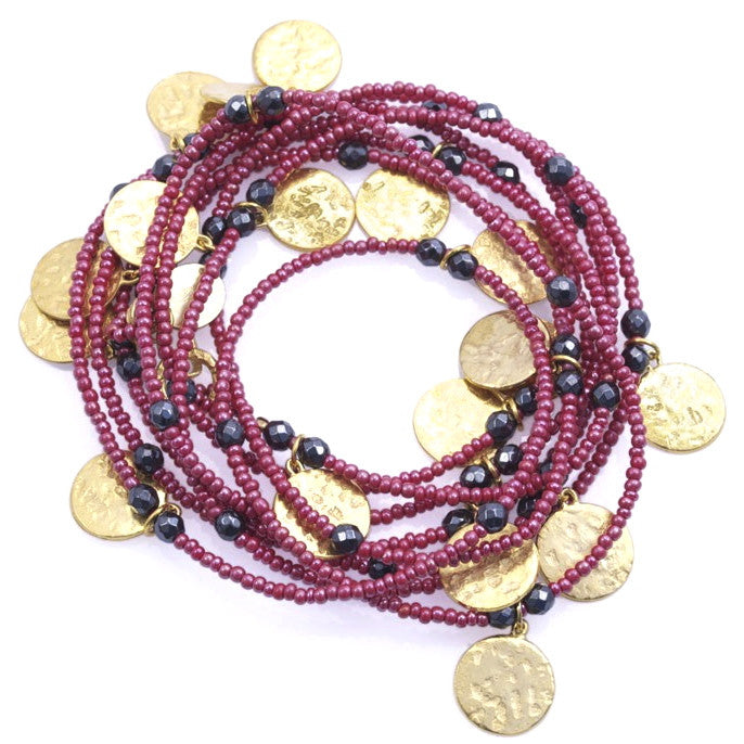 Red Long Coin Wrap Necklace