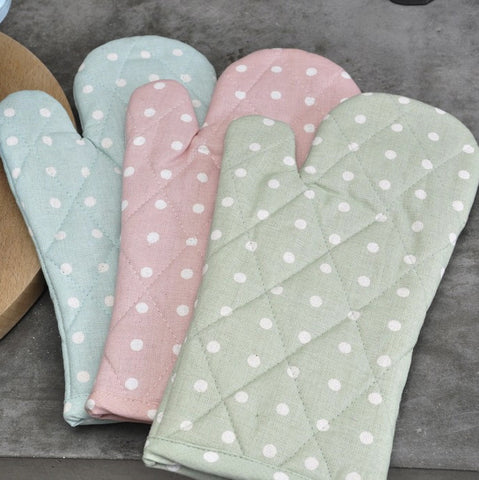 Mint Green Spotted Cotton Oven Glove