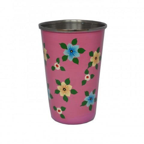 Dusty Pink Hand Painted Enamel Tumbler