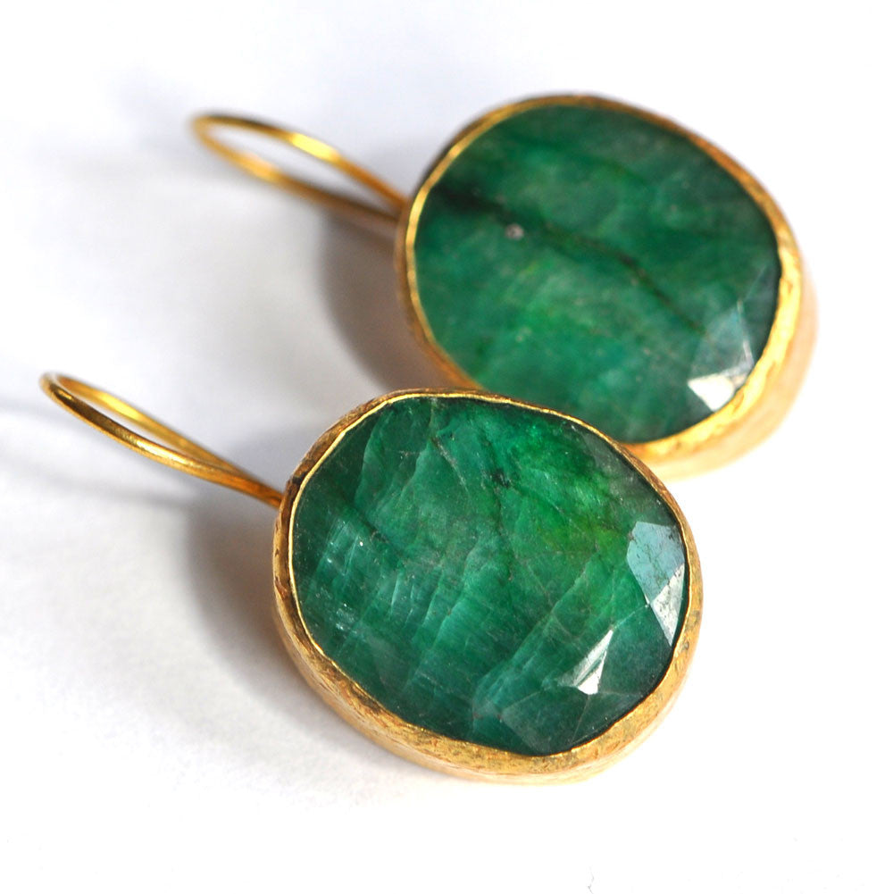 Emerald Gold Plated Earrings