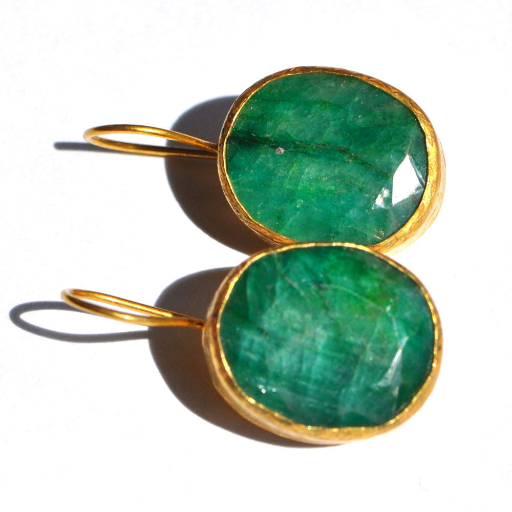 Emerald Gold Plated Earrings