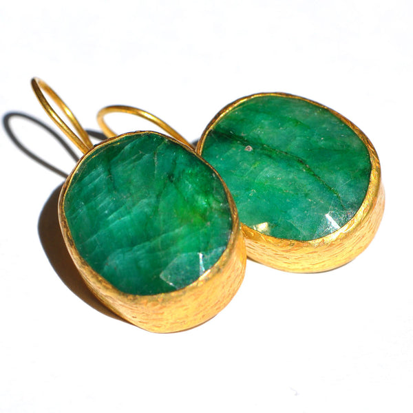 Emerald Gold Plated Earrings