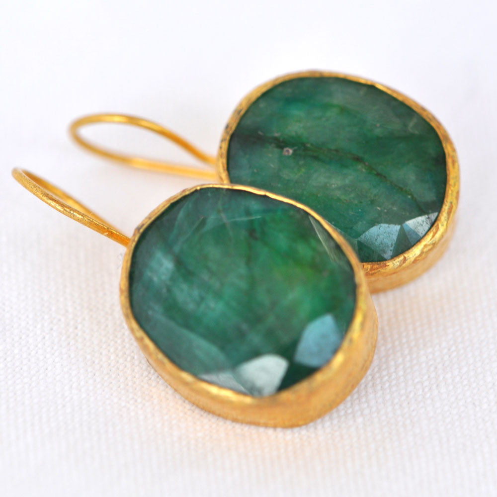 Emerald Gold Plated Earrings