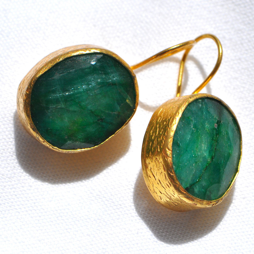 Emerald Gold Plated Earrings