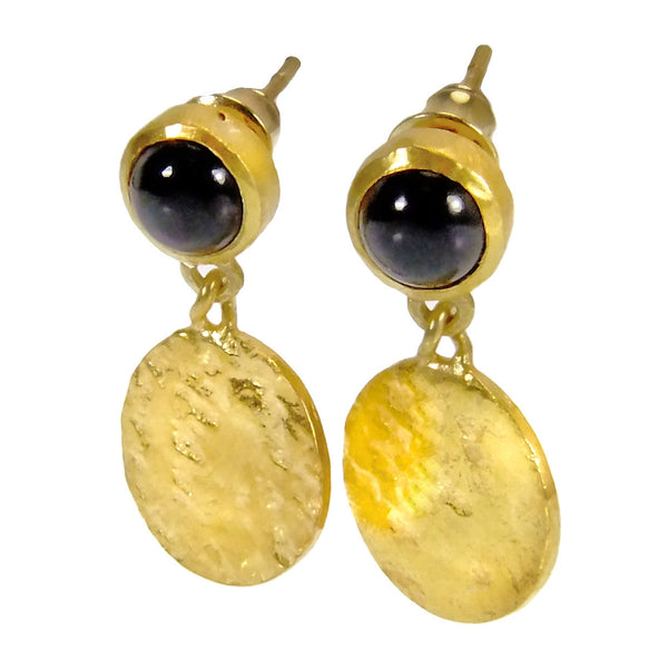 Onyx Disc Drop Earrings