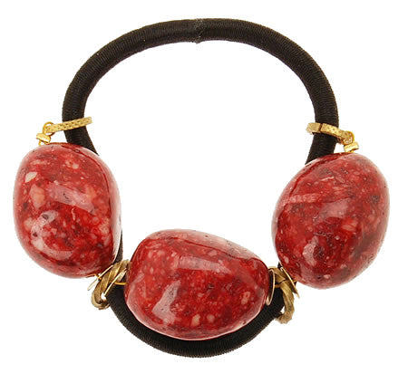Fossil Red Triple Stone Hair Tie