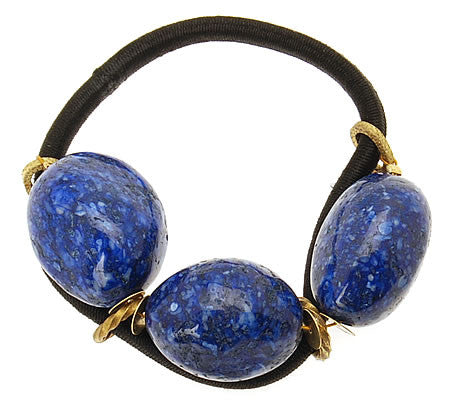 Blue Triple Stone Hair Tie