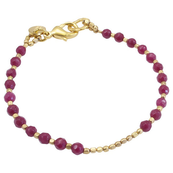 Fuchsia Jade Gold Plated Bracelet