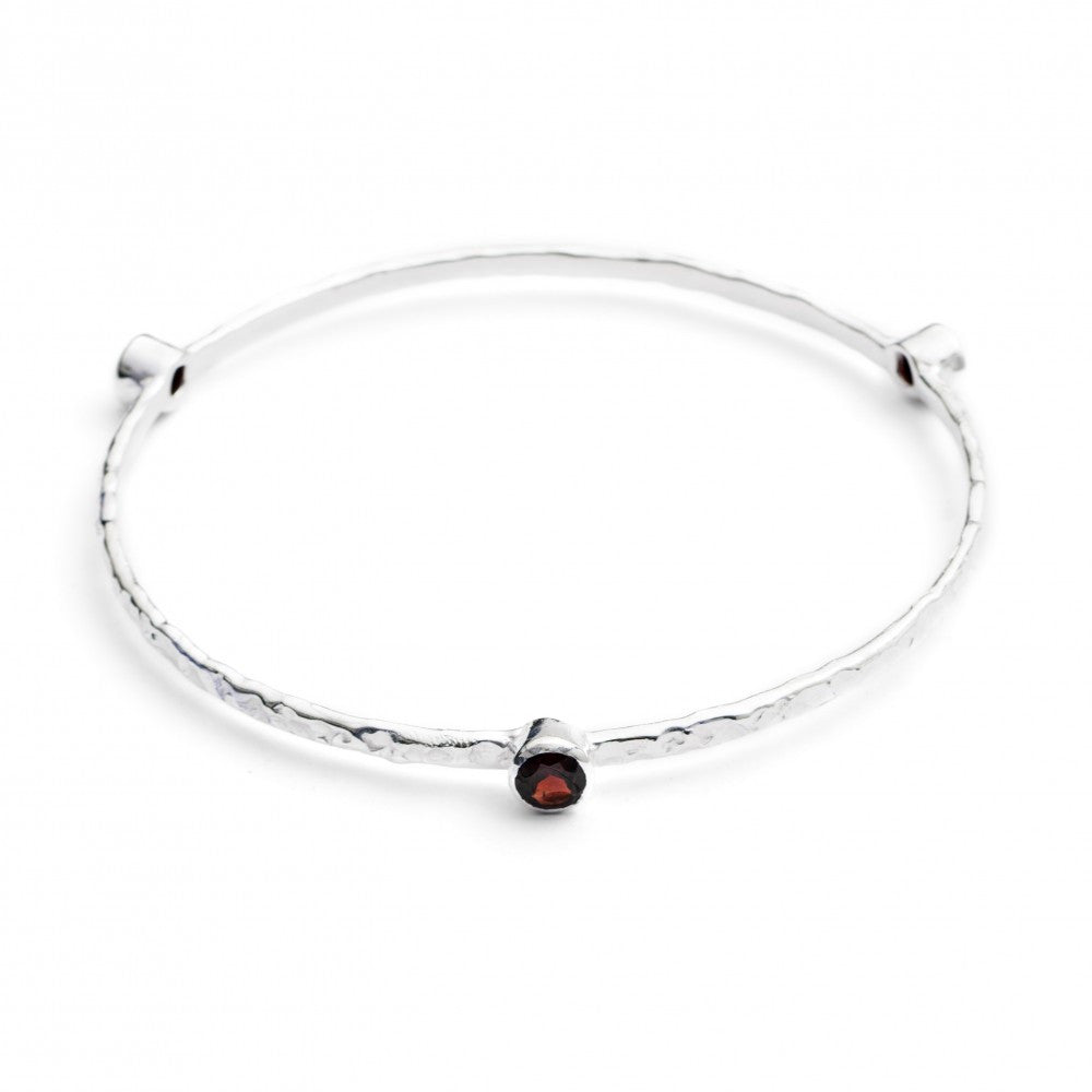 Garnet Silver Stacking Bangle