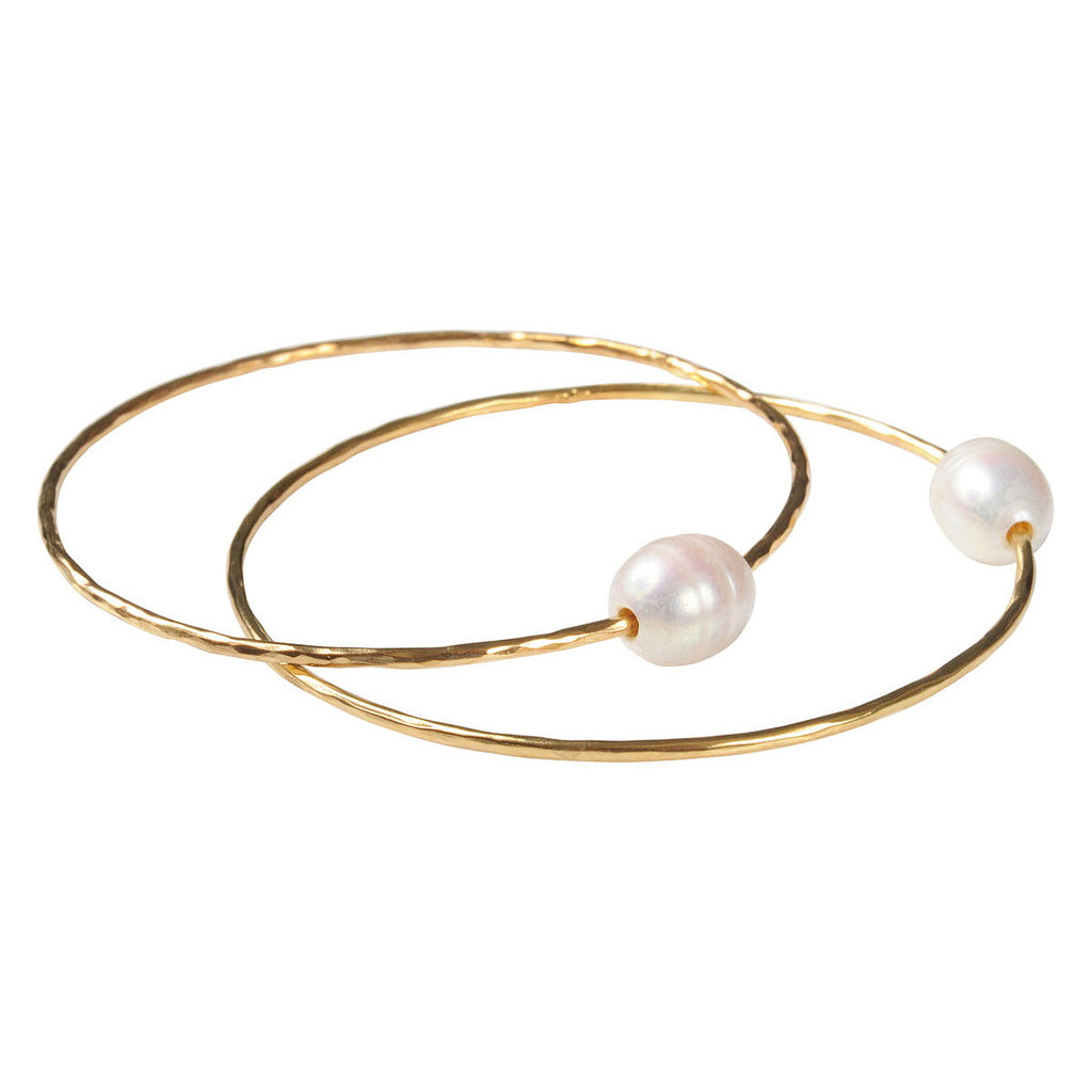 Gold Plated Freshwater Pearl Bangle