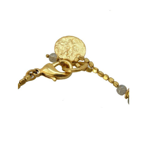 Gold Plated Jasper Disc Charm Bracelet
