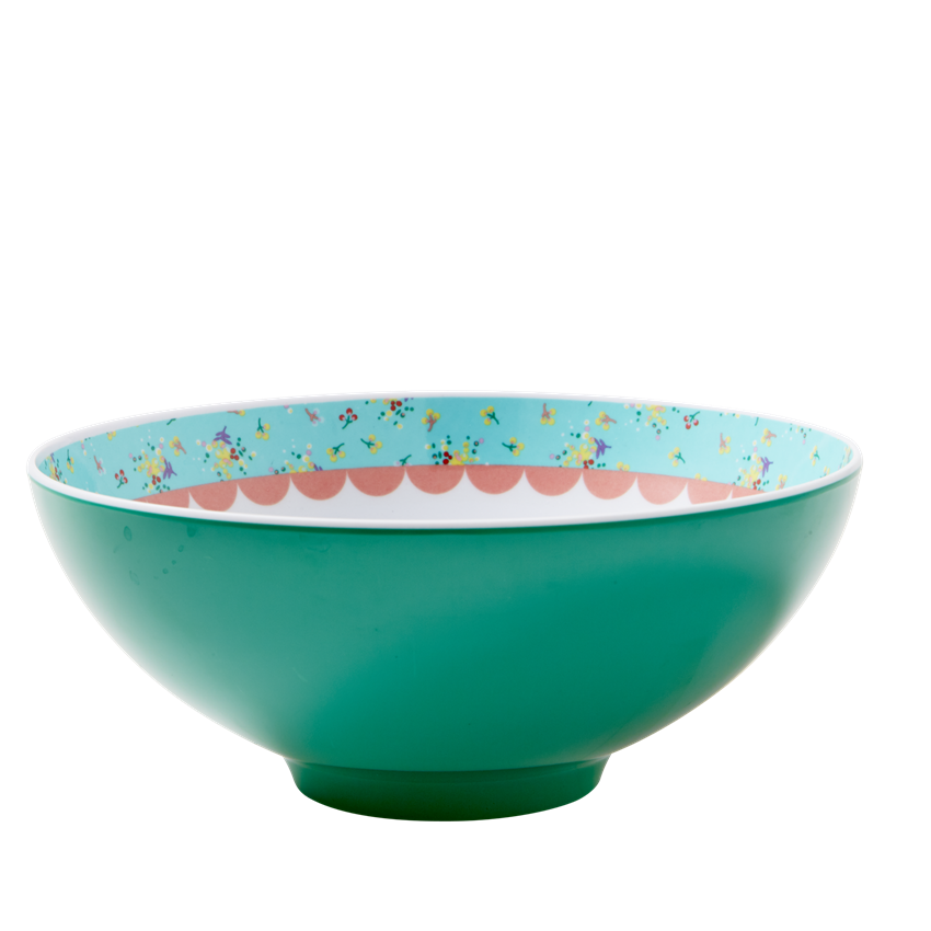 Green Japanese Bird Print Melamine Bowl