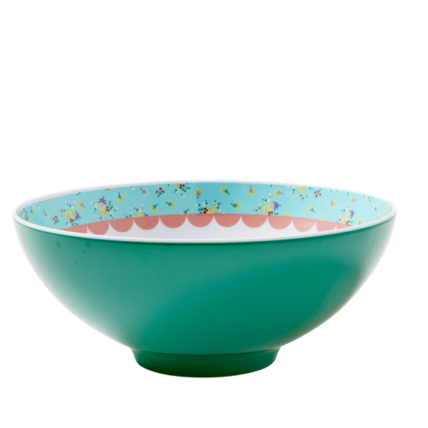 Green Japanese Bird Print Melamine Bowl