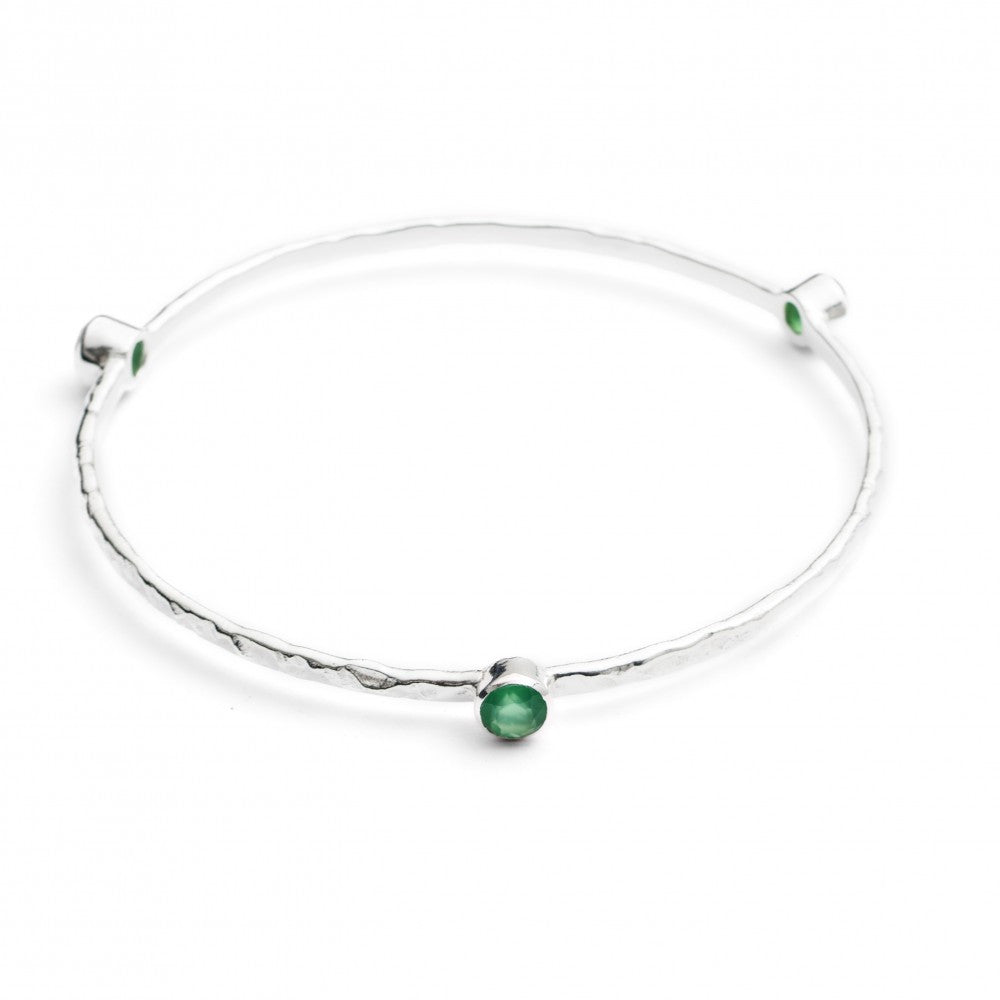 Green Onyx Silver Stacking Bangle