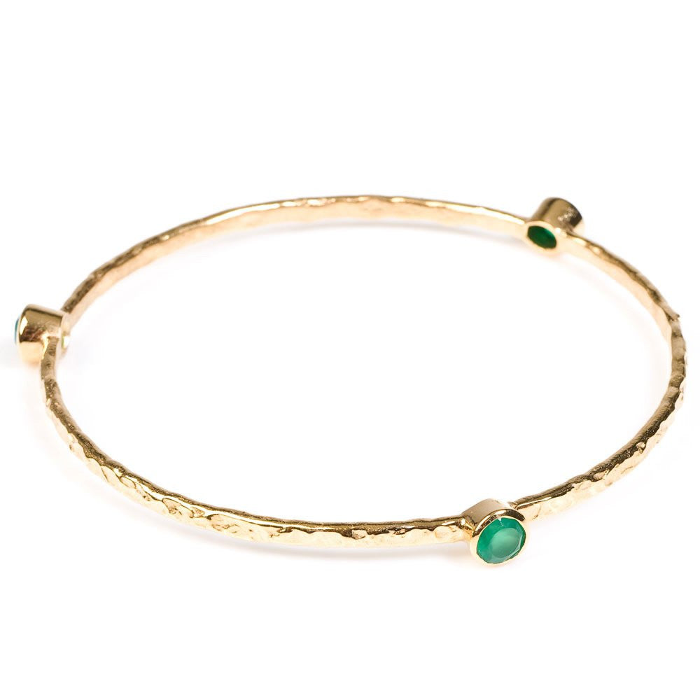 Green Onyx Gold Plated Bangle