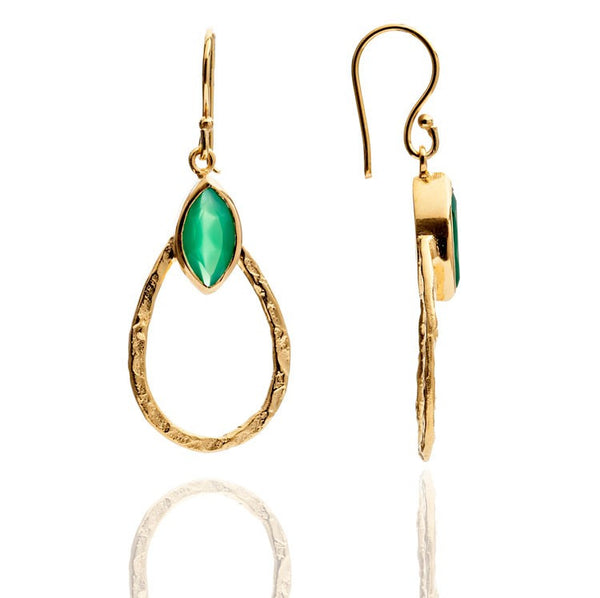 Azuni Green Onyx Teardrop Hoop Earrings