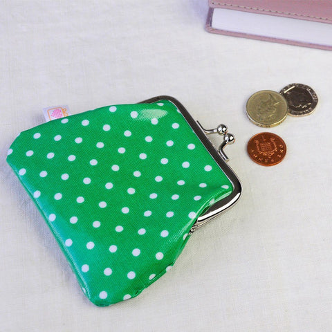 Green Spotty Oilcloth Coin Purse