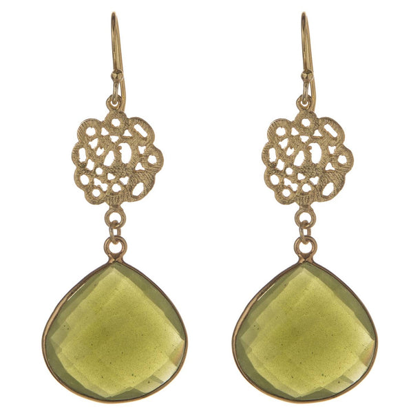 Green Vasonite Cutwork Earrings