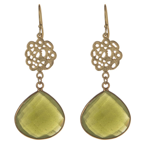 Green Vasonite Cutwork Earrings