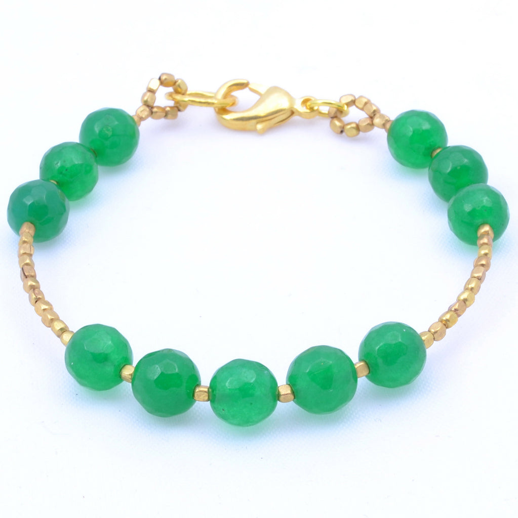 Green Jade Gold Plated Bracelet