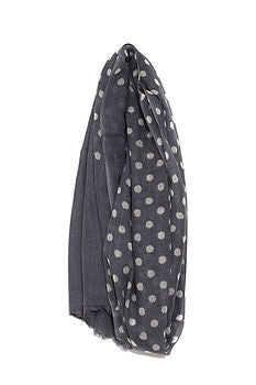 Grey Woollen Polka Dot Scarf