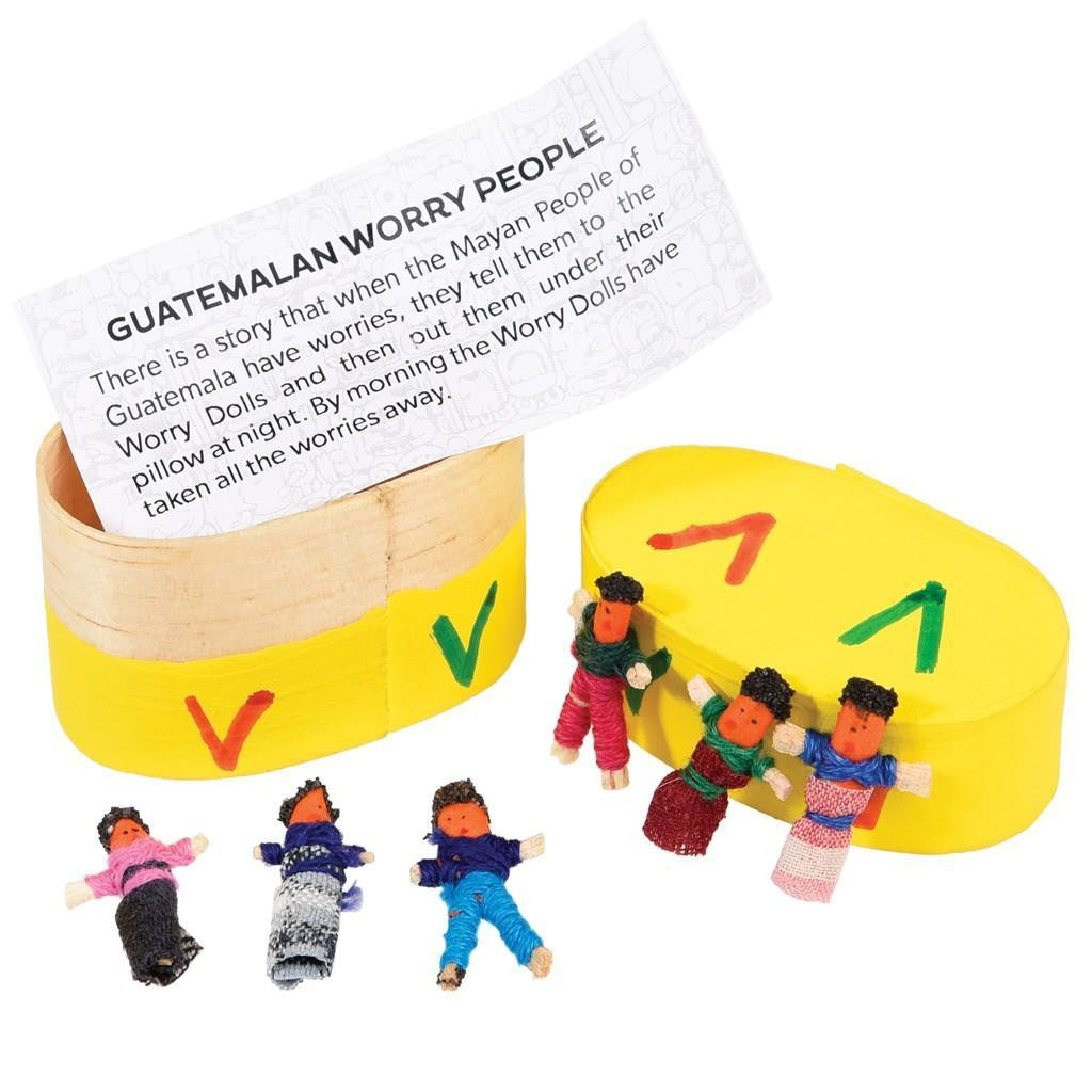 6 Guatemalan Worry Dolls in a Box